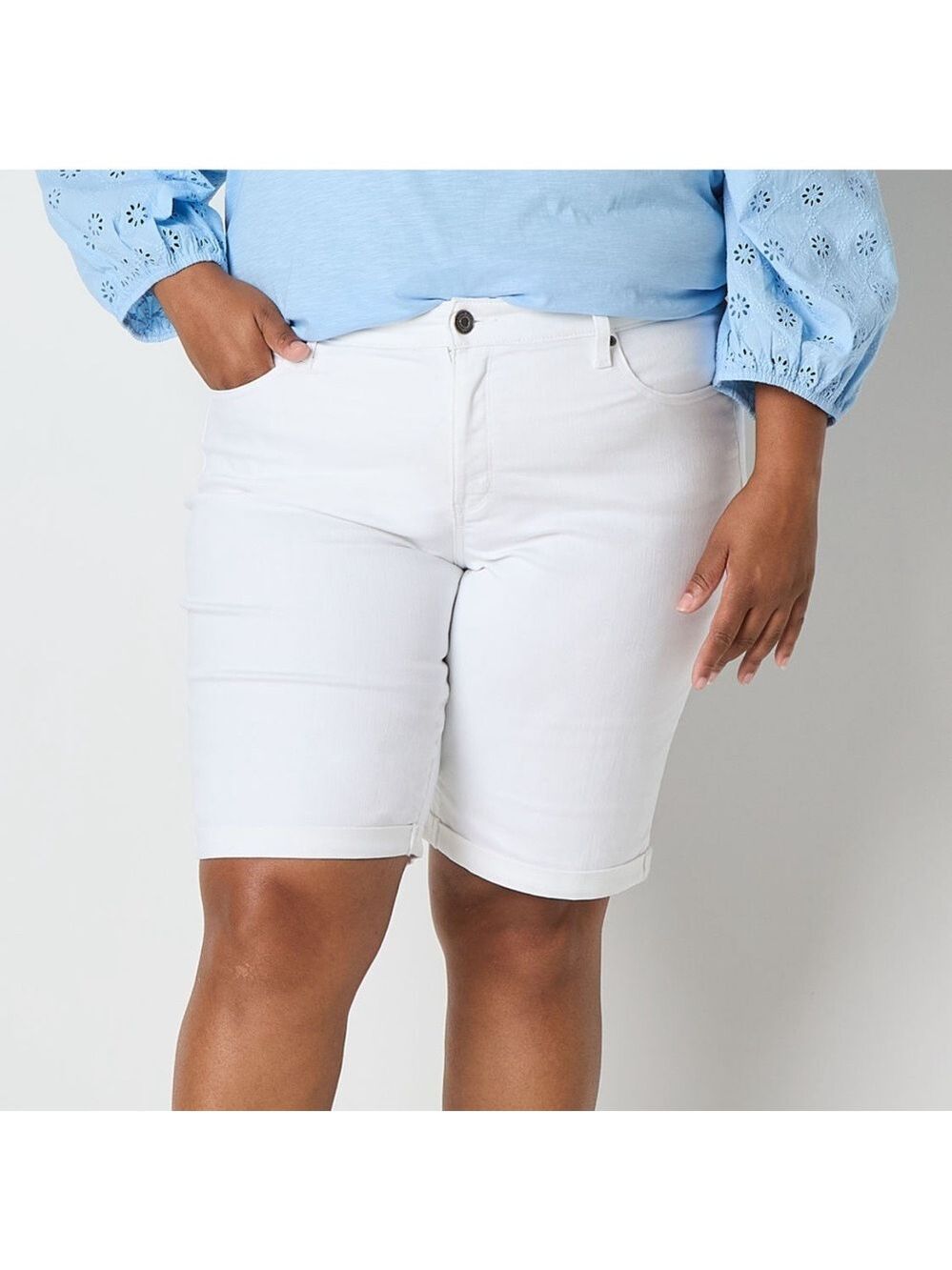 St. John's Bay Secretly Slender Denim‎ Women's Mid-Rise Bermuda Shorts Plus 20W
